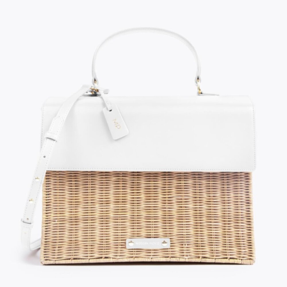 NWT. Modern Picnic Wicker Bag - White
